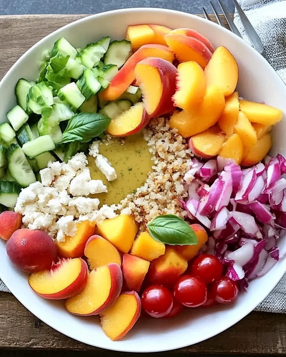 Summer Salad Bowl with Peach Basil Vinaigrette