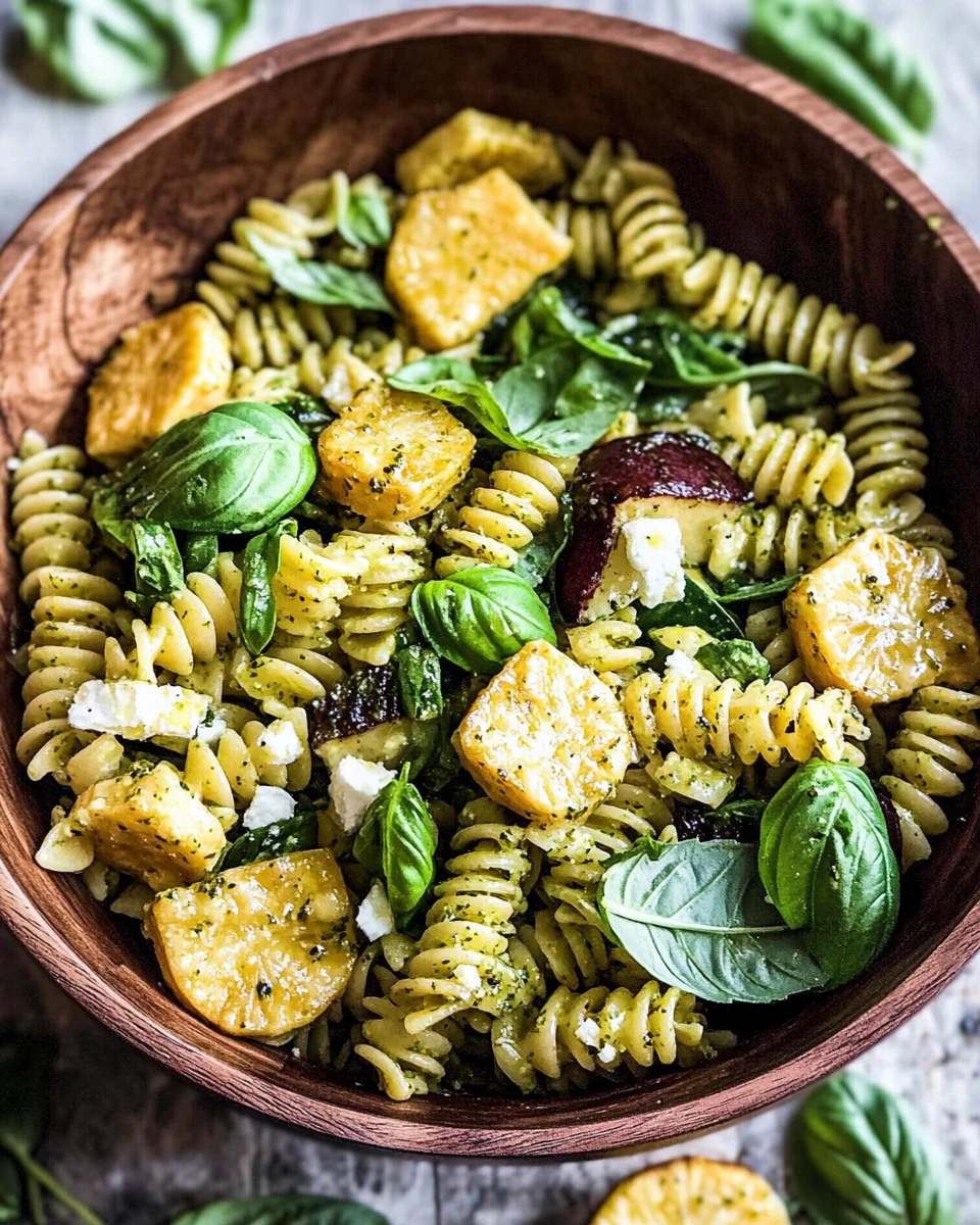 Basil Goat Cheese Pasta Salad