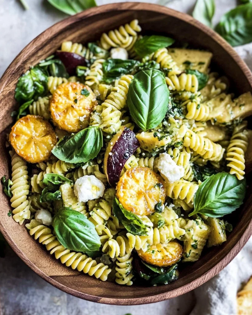 Basil Goat Cheese Pasta Salad