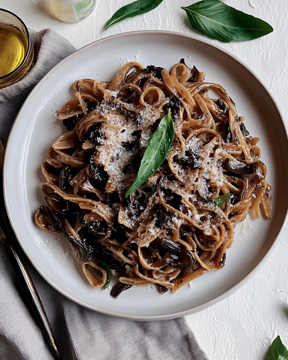 Black Garlic Pasta with Simple Shallot Sauce