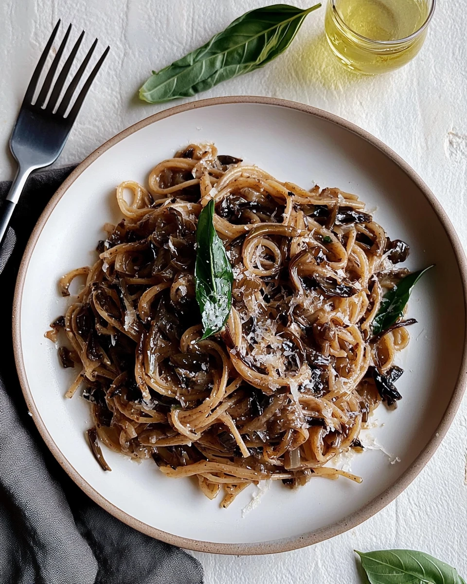 Black Garlic Pasta with Simple Shallot Sauce