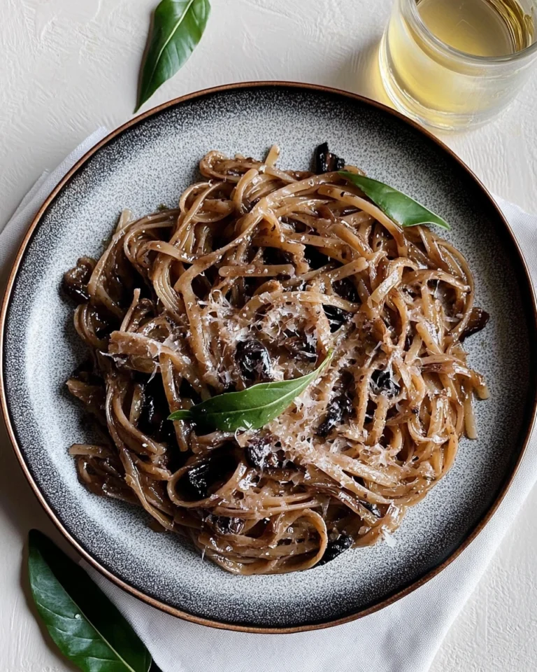 Black Garlic Pasta with Simple Shallot Sauce