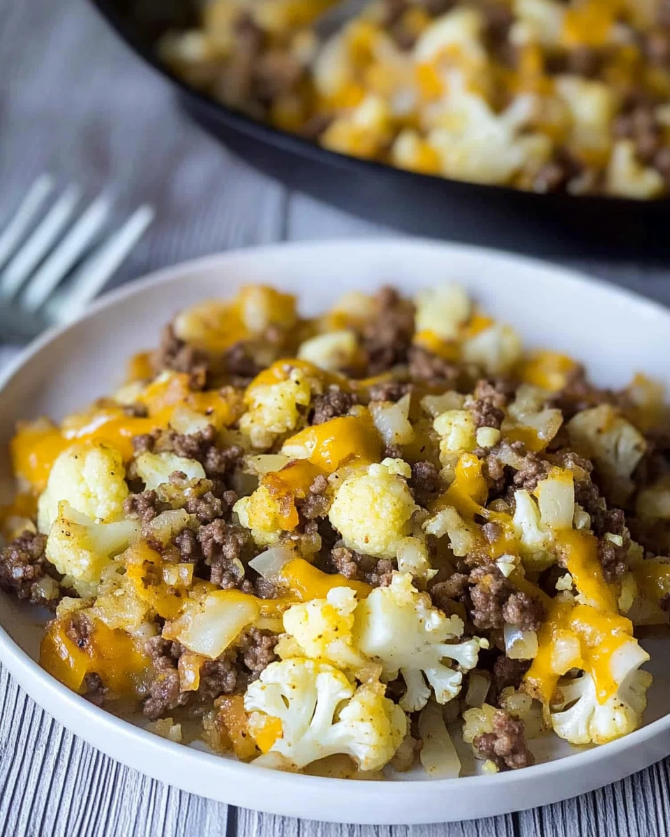 Cauliflower and Ground Beef Hash