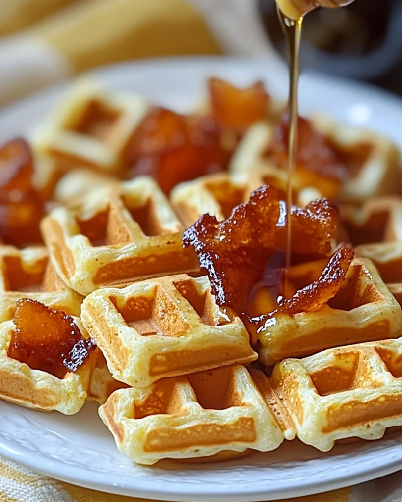 Cornbread Waffle Bites with Honey Butter Syrup
