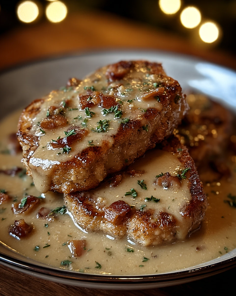 Country Fried Pork Chops with Bacon Gravy
