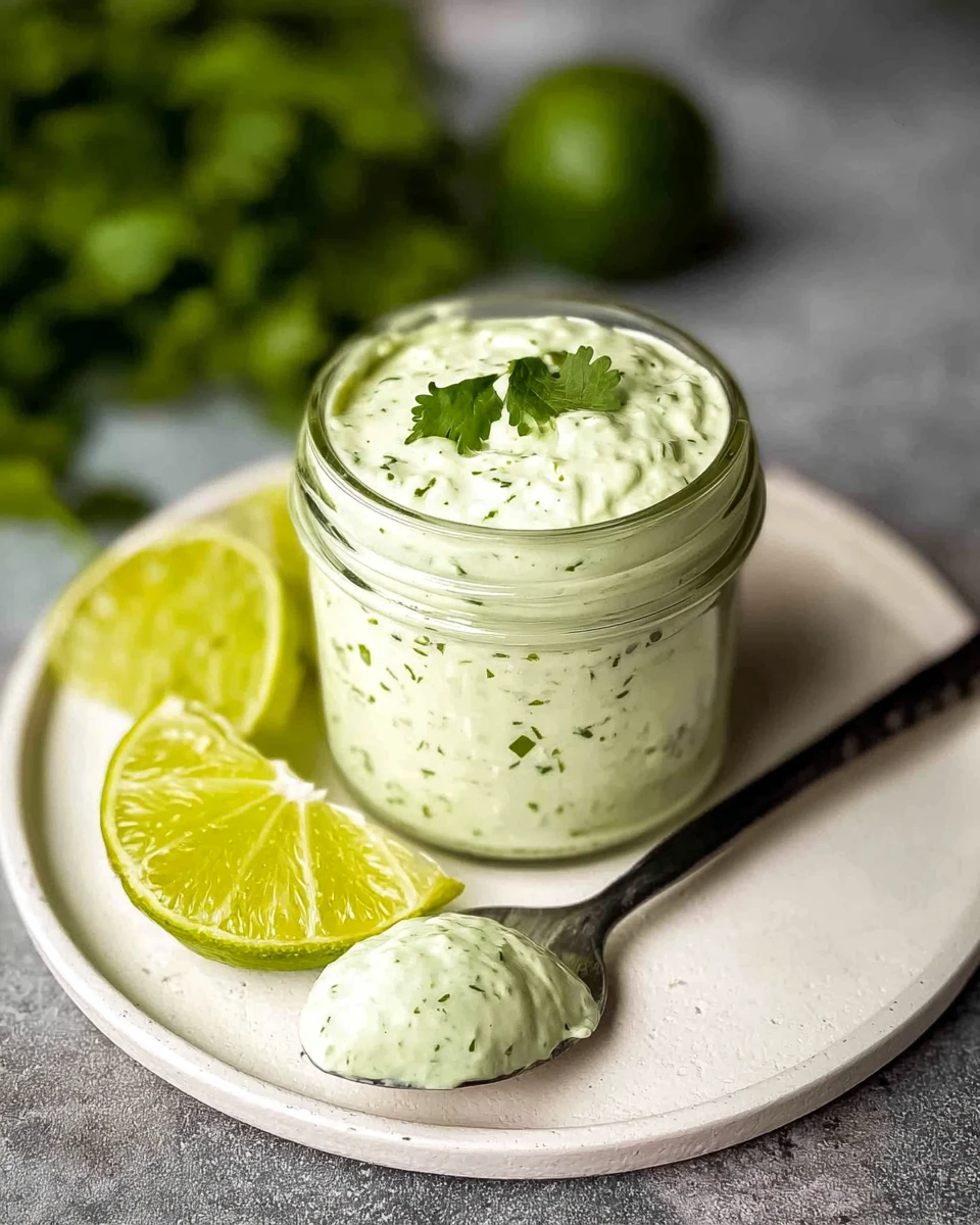 Creamy Cilantro Garlic Sauce with Jalapeños and Limes