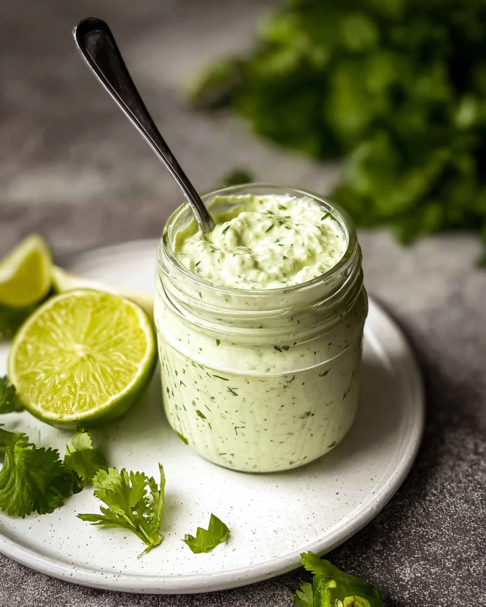 Creamy Cilantro Garlic Sauce with Jalapeños and Limes