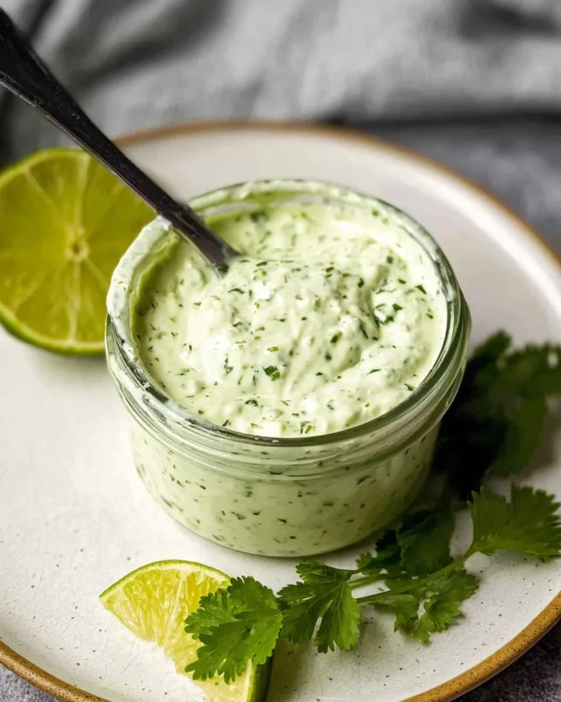Creamy Cilantro Garlic Sauce with Jalapeños and Limes