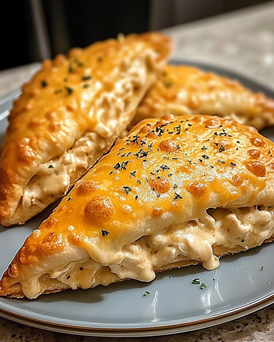 Crispy Cheesy Chicken Alfredo Calzones