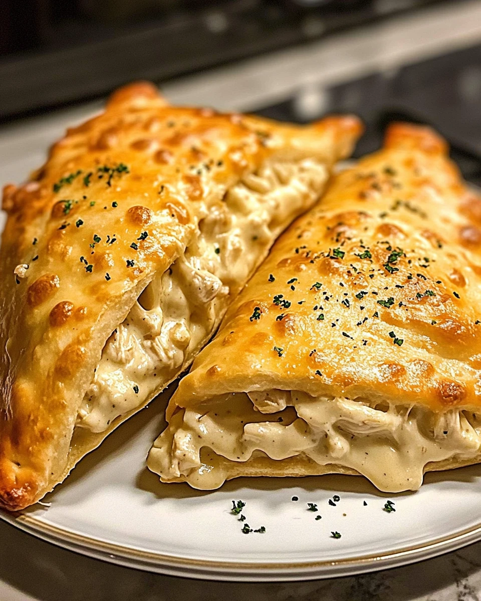 Crispy Cheesy Chicken Alfredo Calzones