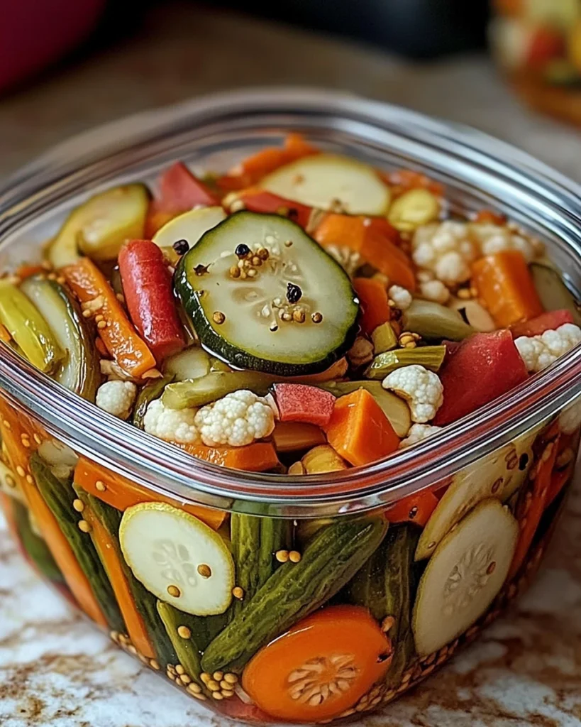 Crunchy Tangy Refrigerator Pickled Vegetables