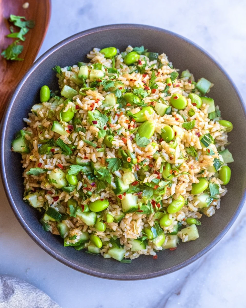 Cucumber Edamame Rice Salad