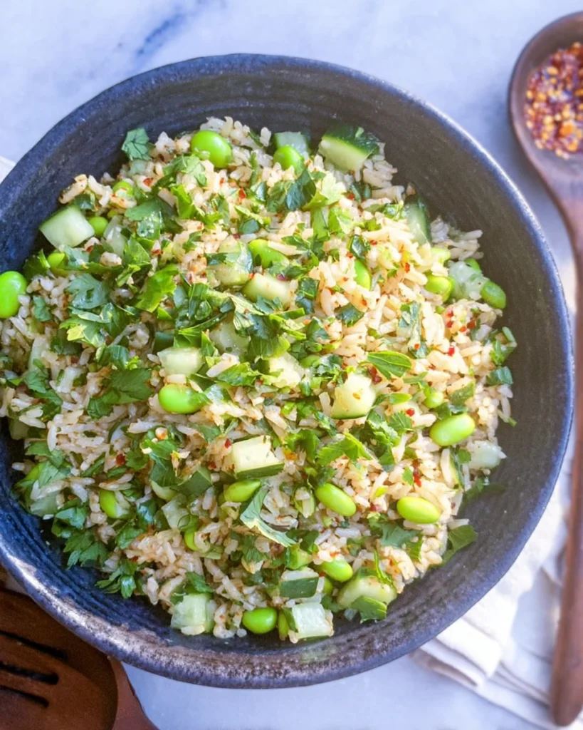 Cucumber Edamame Rice Salad