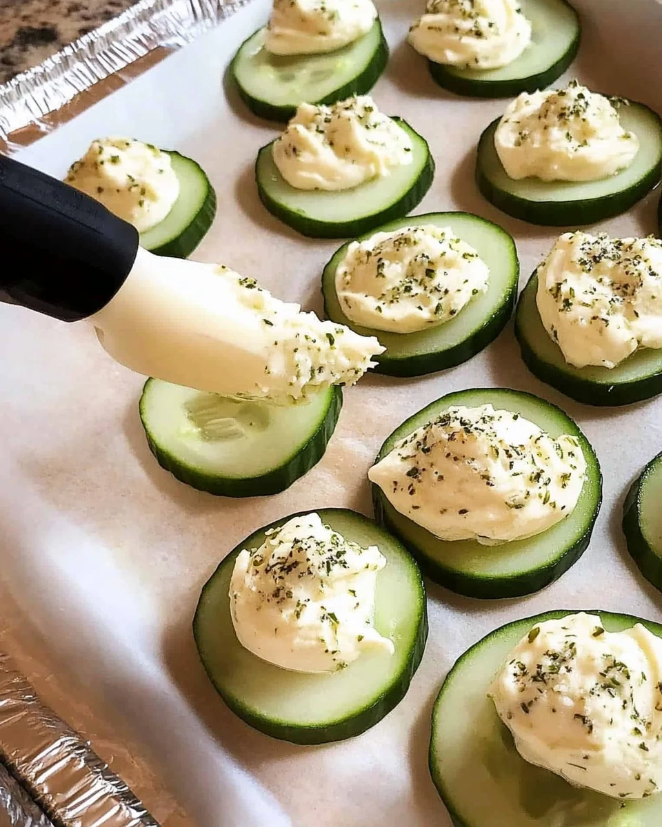 Cucumber Slices With Herb & Garlic Cheese