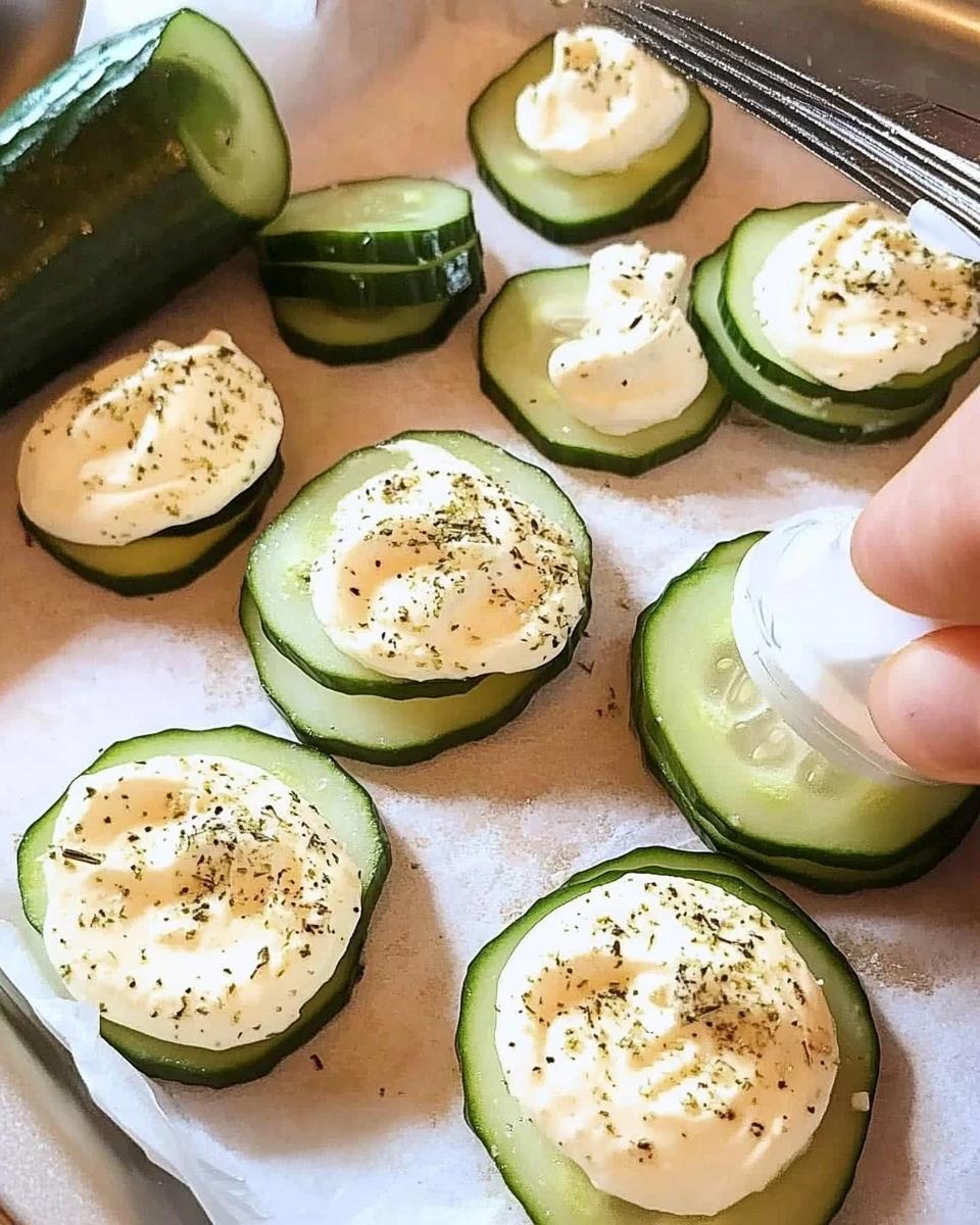 Cucumber Slices With Herb & Garlic Cheese