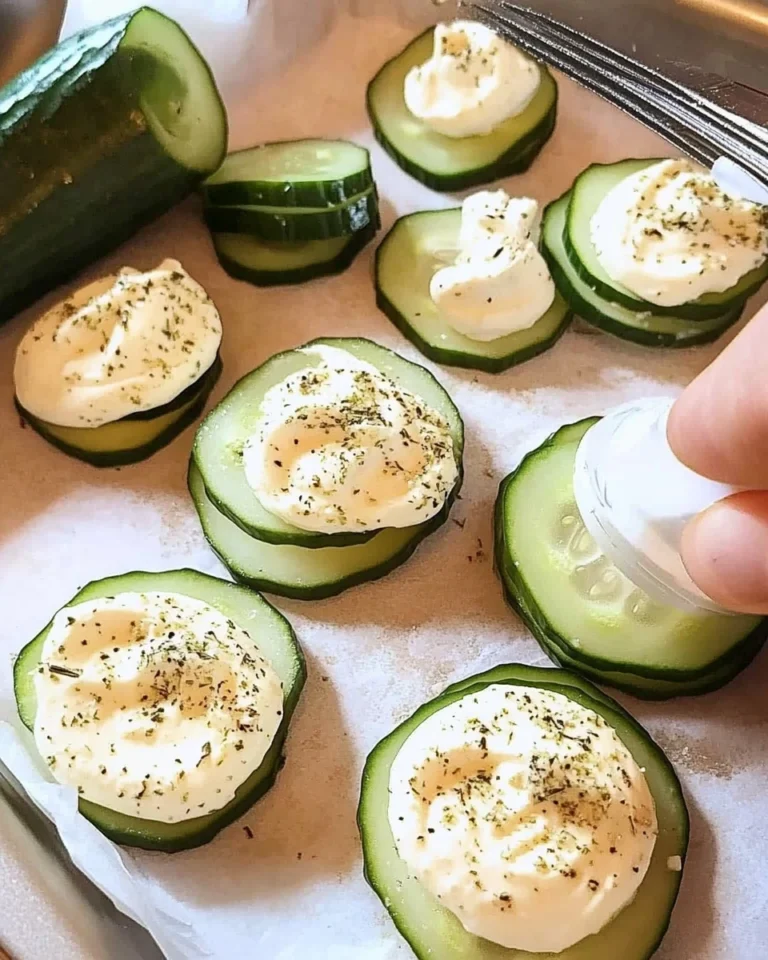 Cucumber Slices With Herb & Garlic Cheese