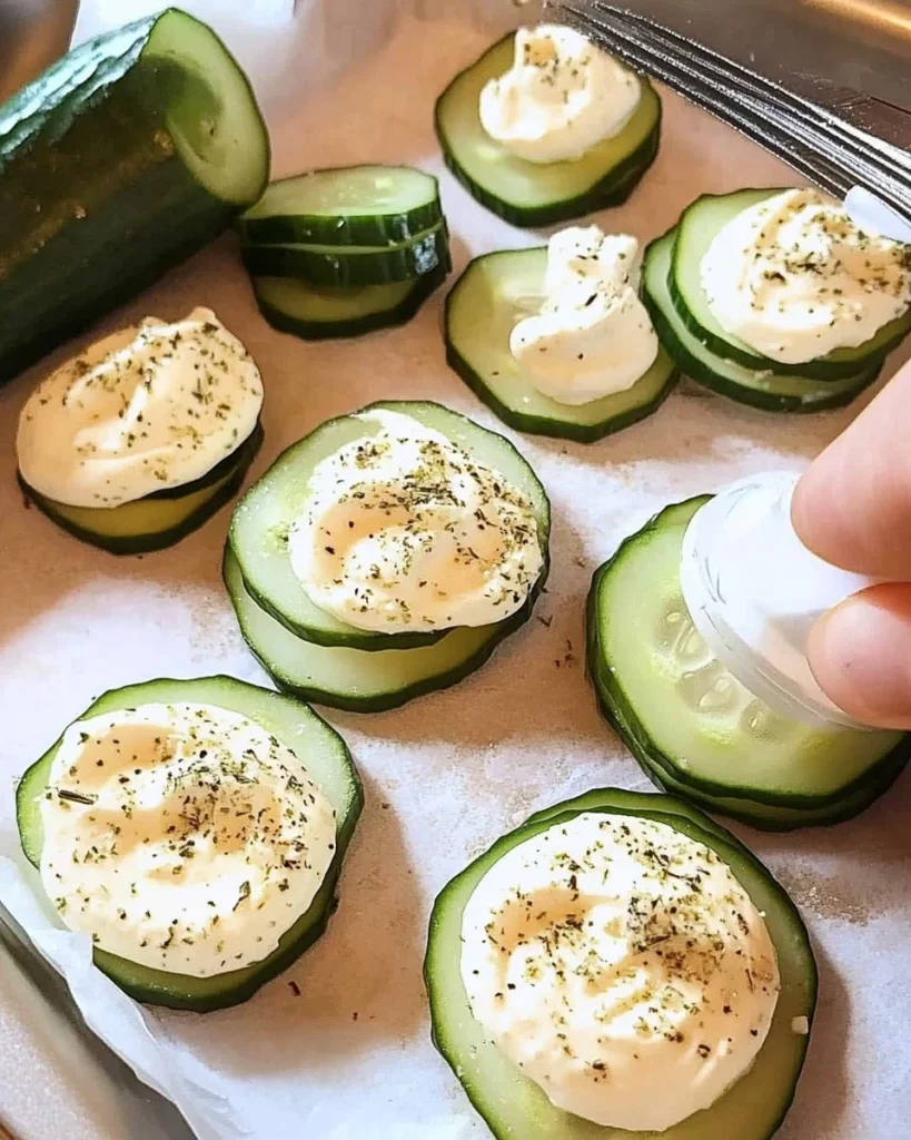 Cucumber Slices With Herb & Garlic Cheese