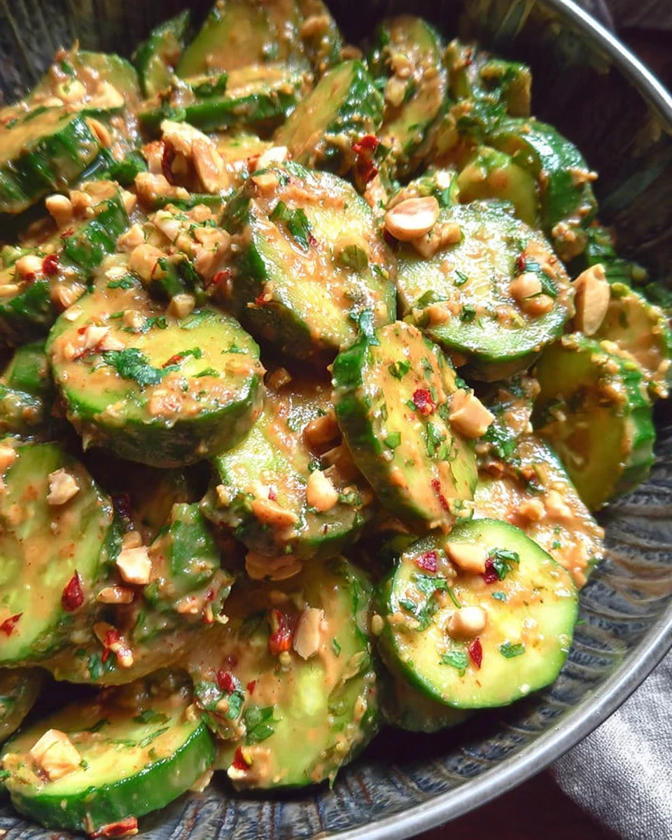 Cucumbers in Spicy Peanut Sauce
