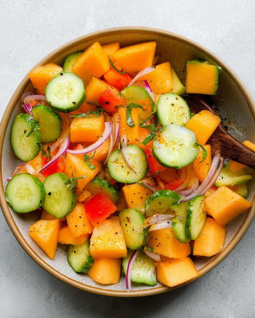 Fresh Cantaloupe & Cucumber Salad