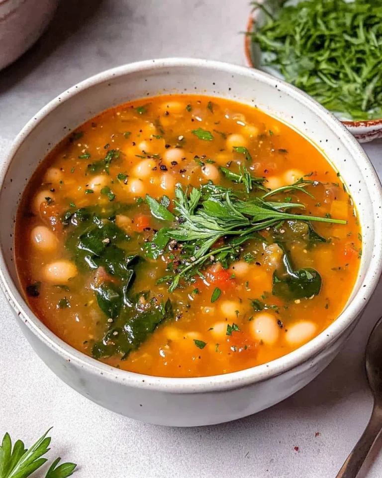 Mediterranean White Bean Soup with Spinach and Fresh Herbs