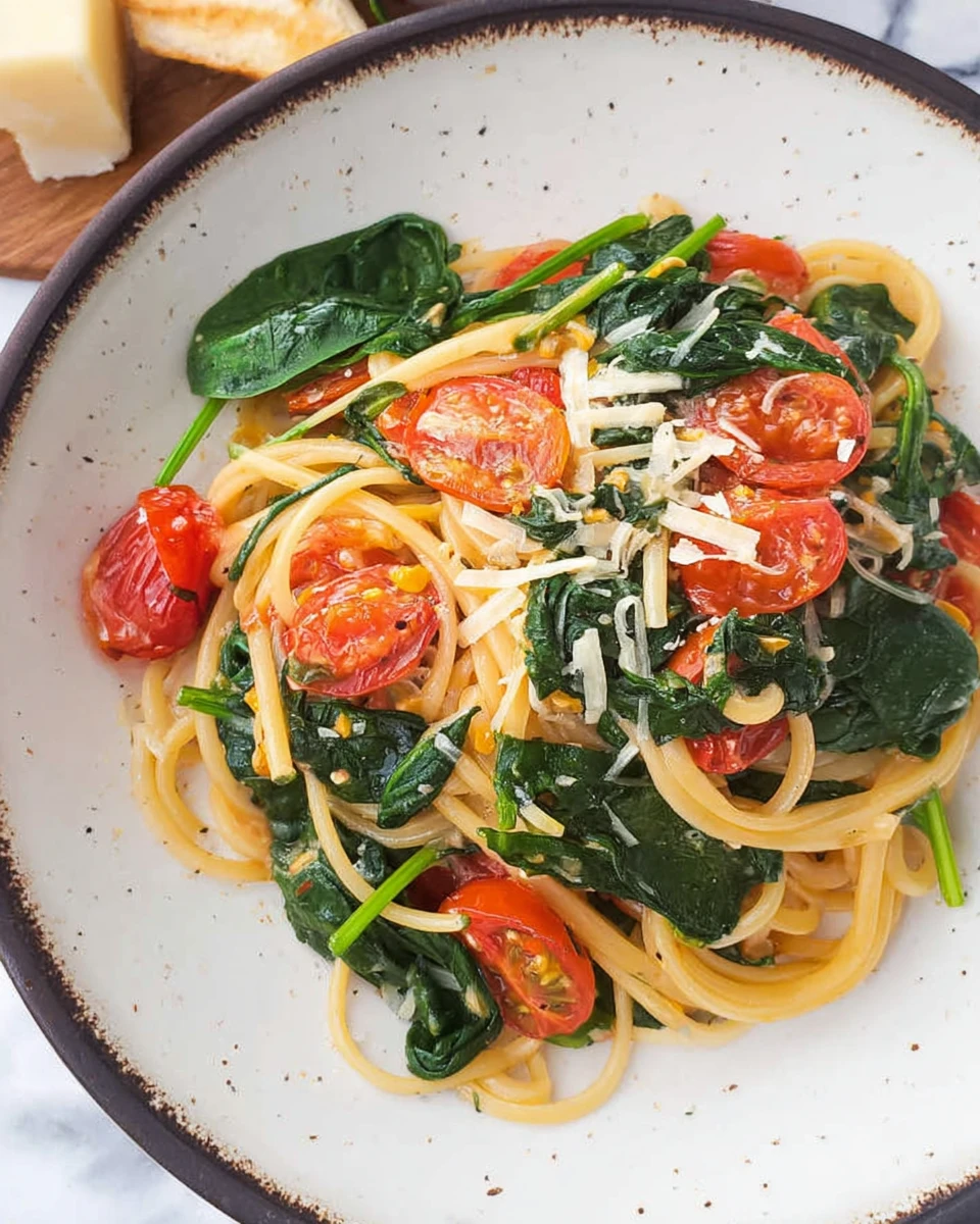 Pasta with Tomatoes and Spinach