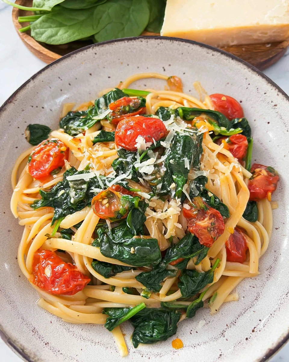 Pasta with Tomatoes and Spinach