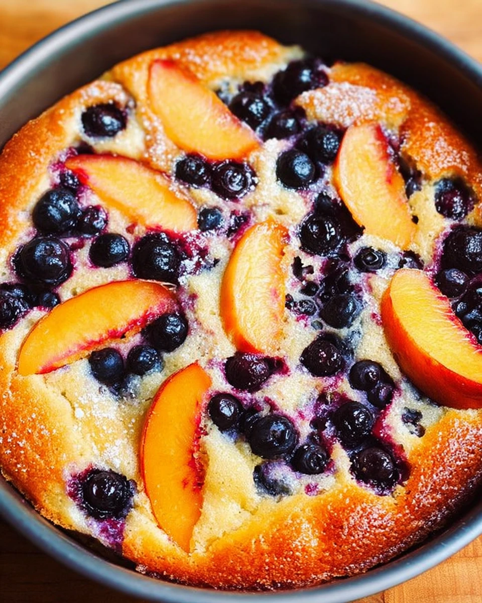 Peach and Blueberry Greek Yogurt Cake