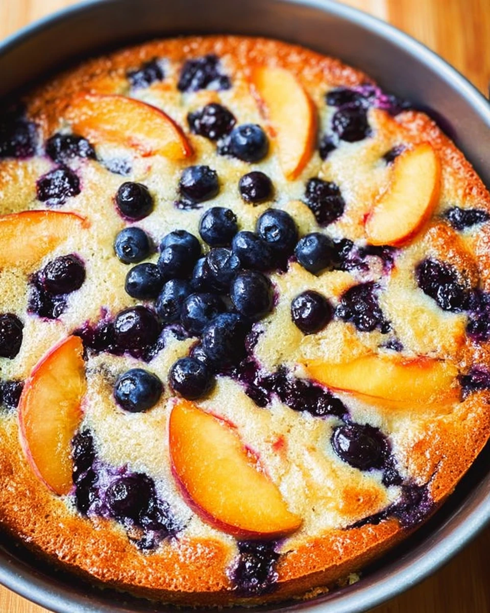 Peach and Blueberry Greek Yogurt Cake
