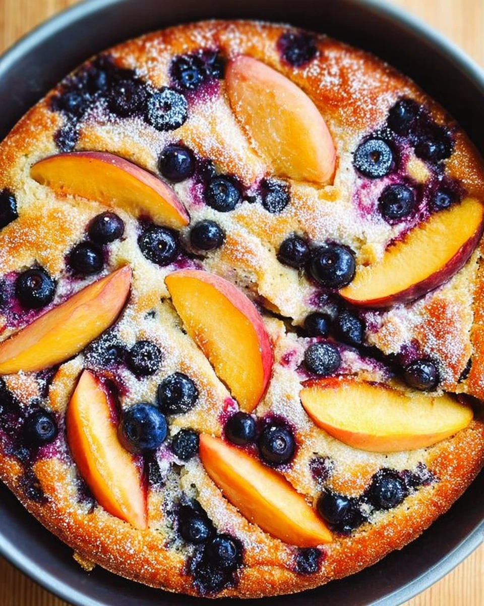 Peach and Blueberry Greek Yogurt Cake
