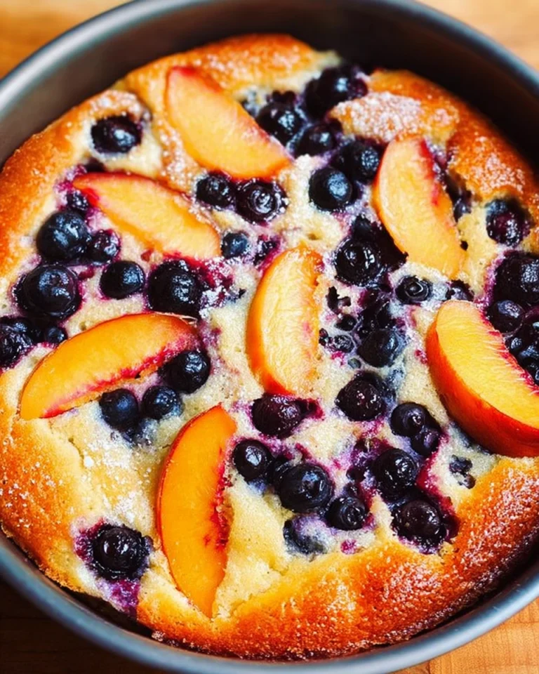 Peach and Blueberry Greek Yogurt Cake