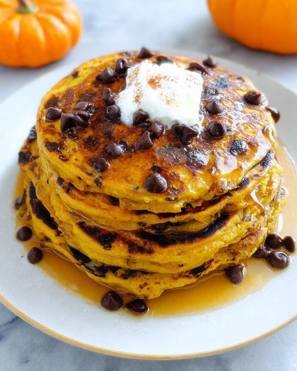 Pumpkin Spice Pancakes with Chocolate Chips