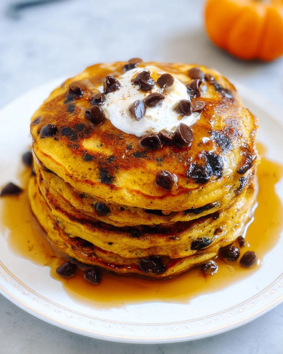Pumpkin Spice Pancakes with Chocolate Chips