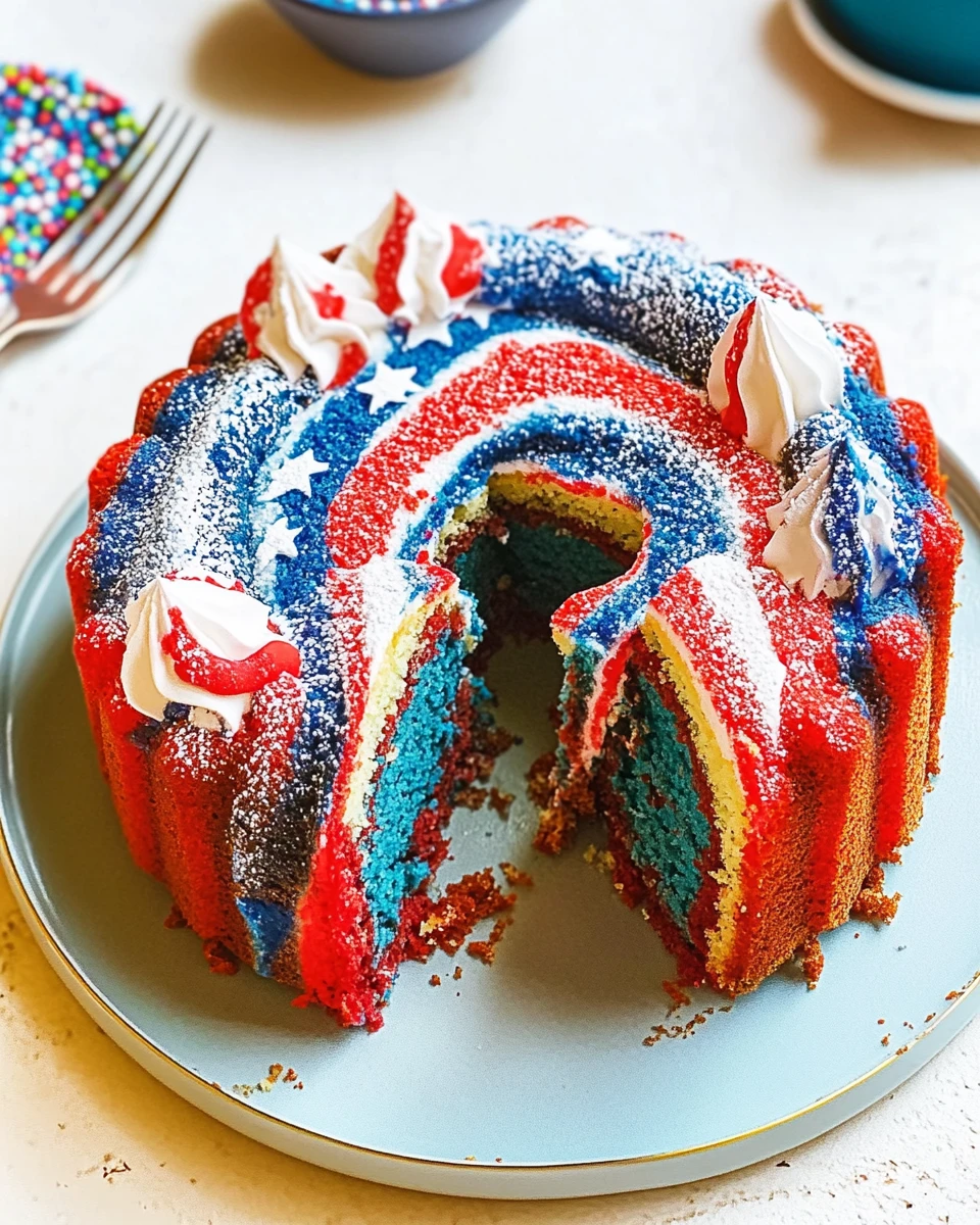 Red White & Blue Marble Cake