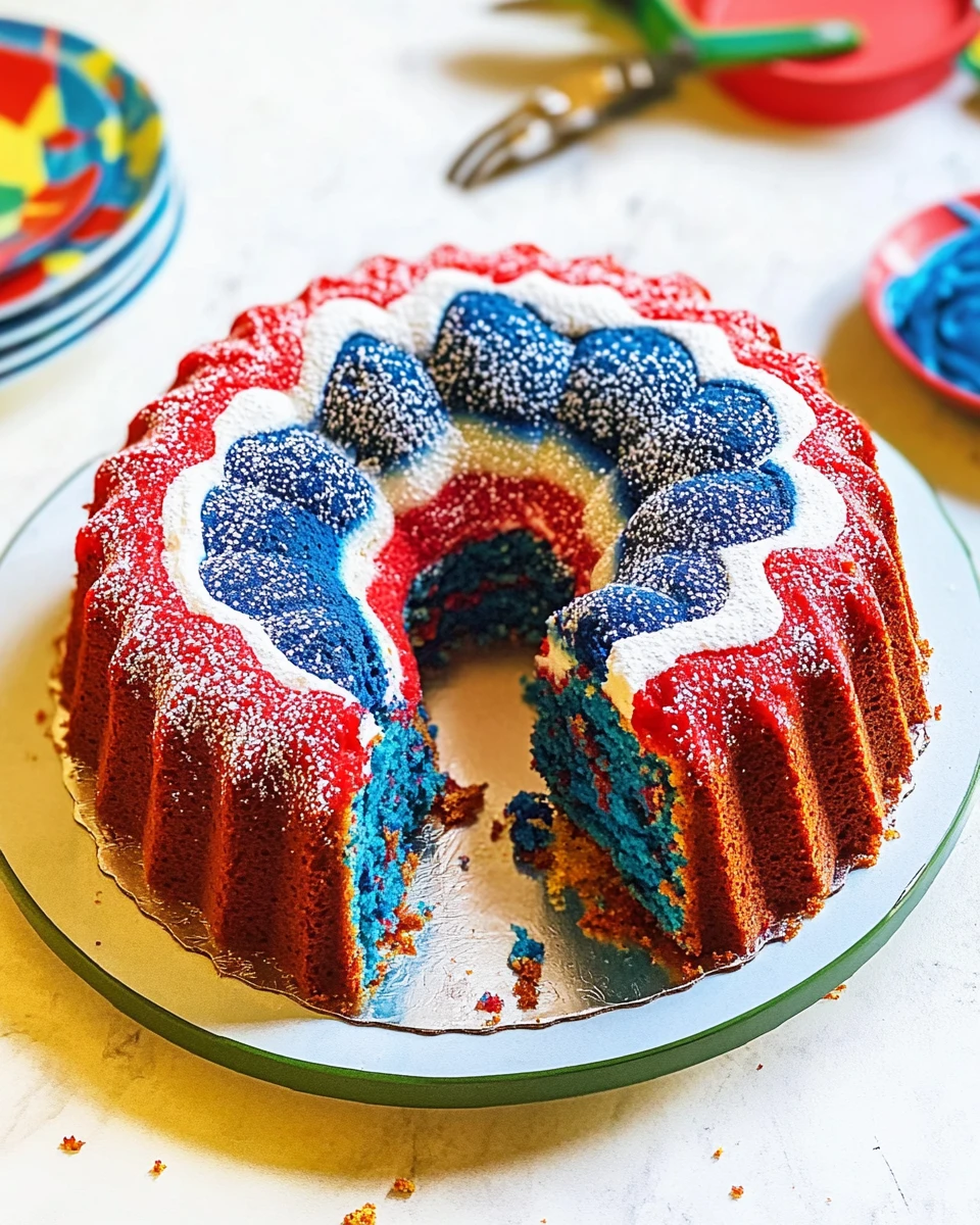 Red White & Blue Marble Cake