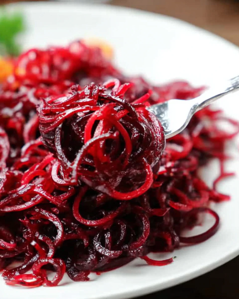 Roasted Spiralized Beets with Honey Mustard Vinaigrette