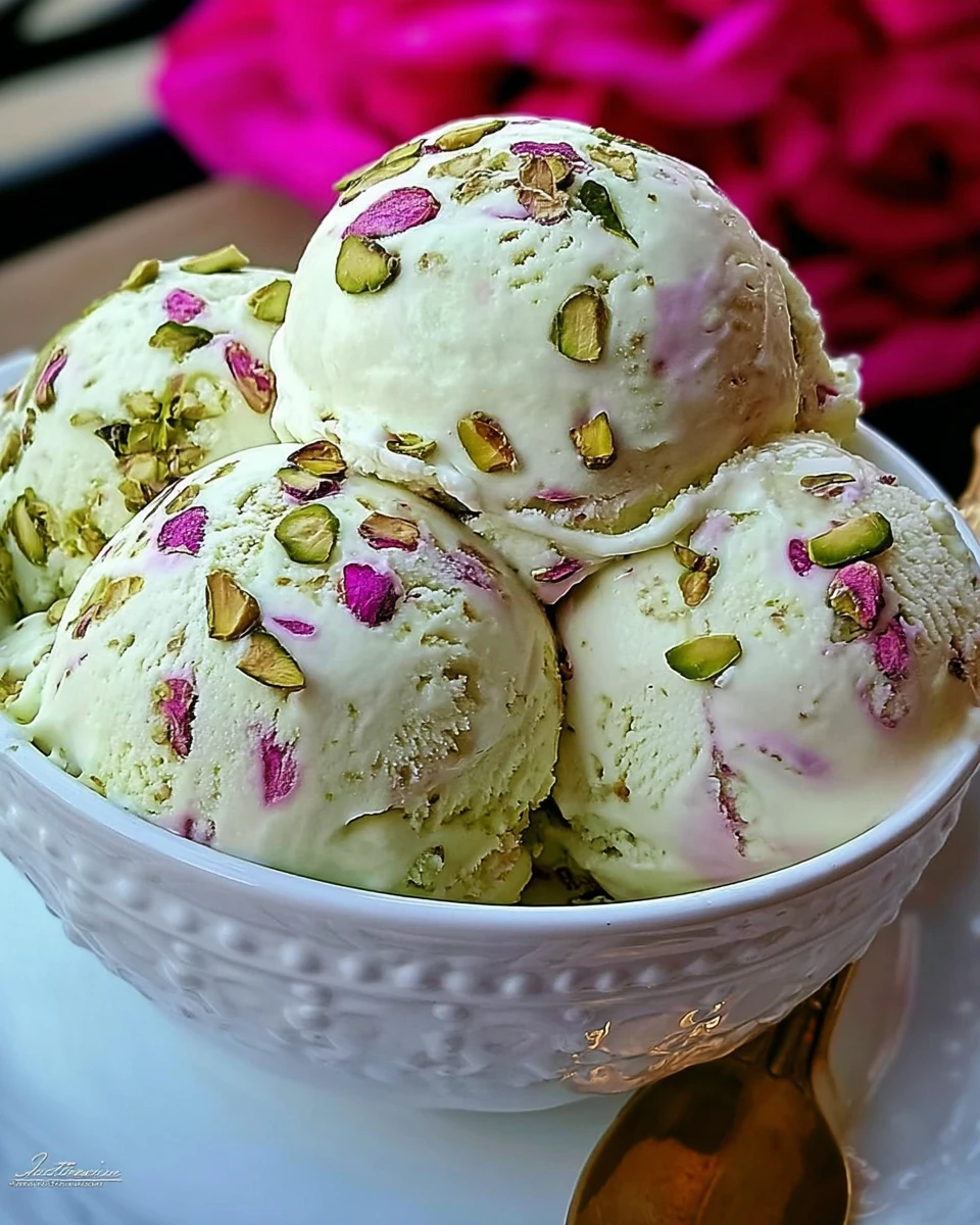 Rose Pistachio Cheesecake Ice Cream