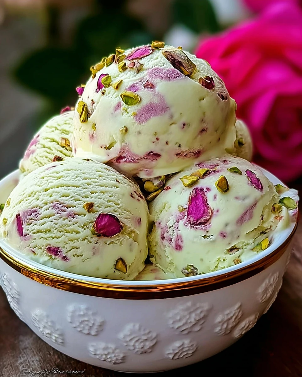 Rose Pistachio Cheesecake Ice Cream