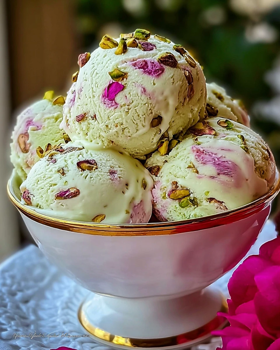 Rose Pistachio Cheesecake Ice Cream