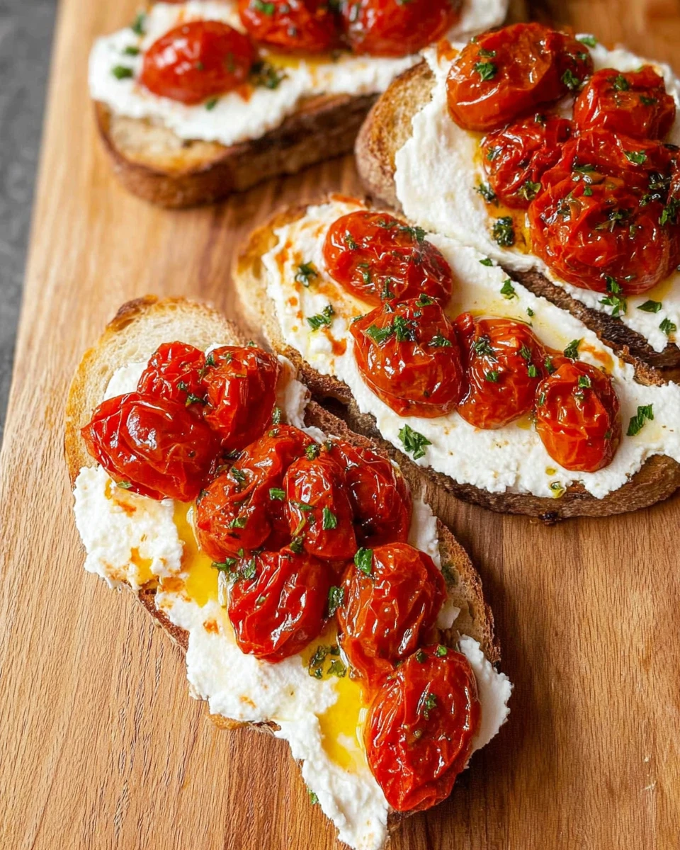 Slow Roasted Cherry Tomato Ricotta Toast