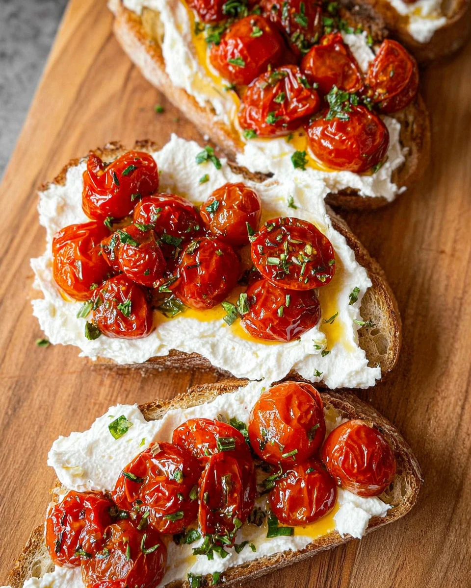 Slow Roasted Cherry Tomato Ricotta Toast