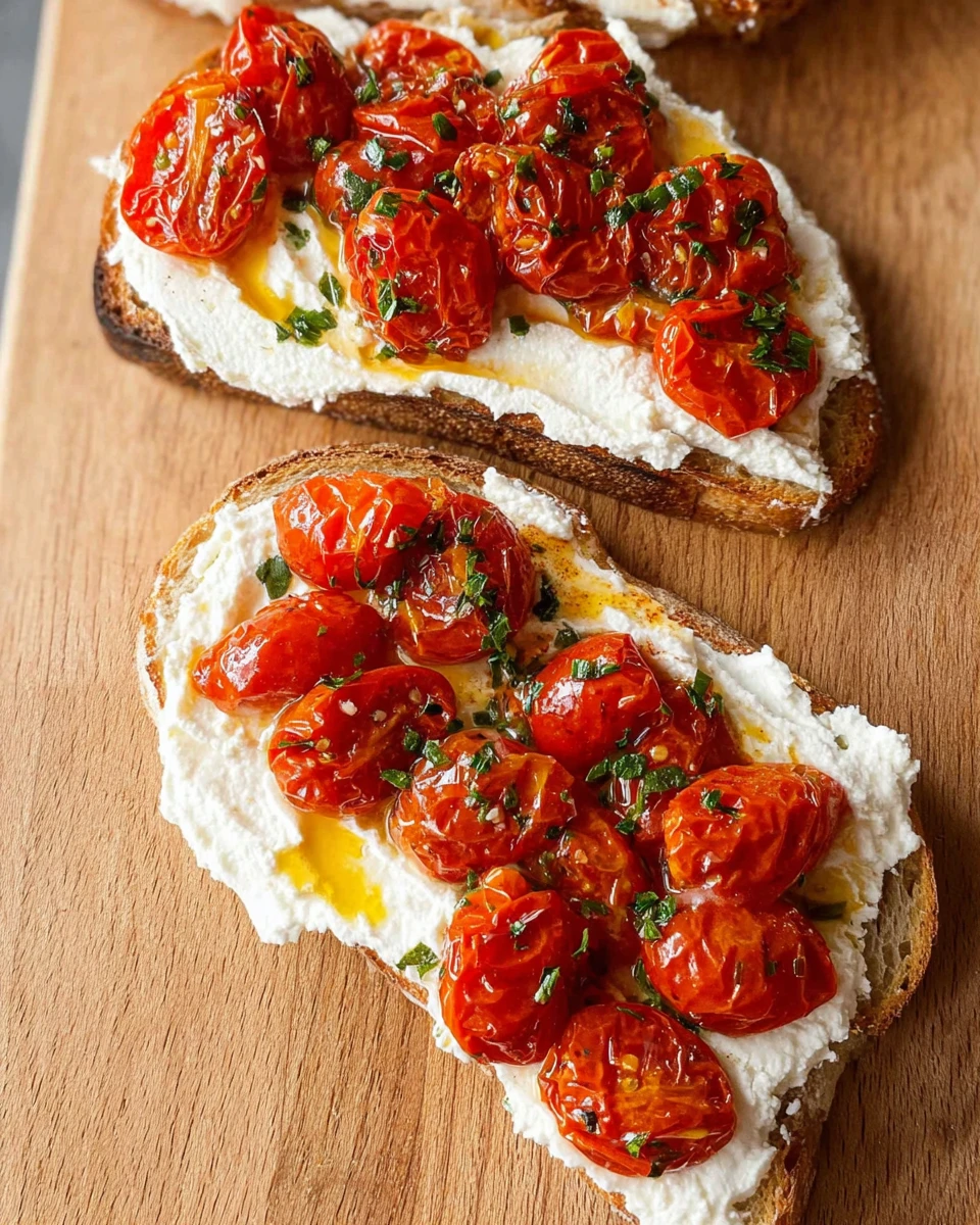 Slow Roasted Cherry Tomato Ricotta Toast