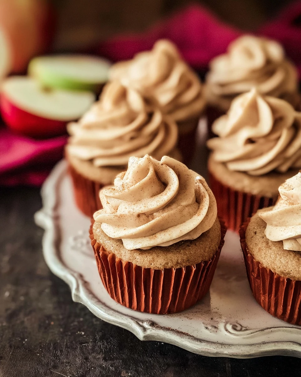 Apple Cider Cupcakes with Spiced Buttercream Frosting