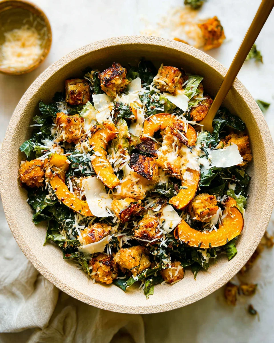 Autumn Caesar Salad with Roasted Delicata Squash Croutons