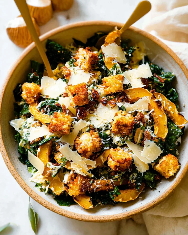 Autumn Caesar Salad with Roasted Delicata Squash Croutons