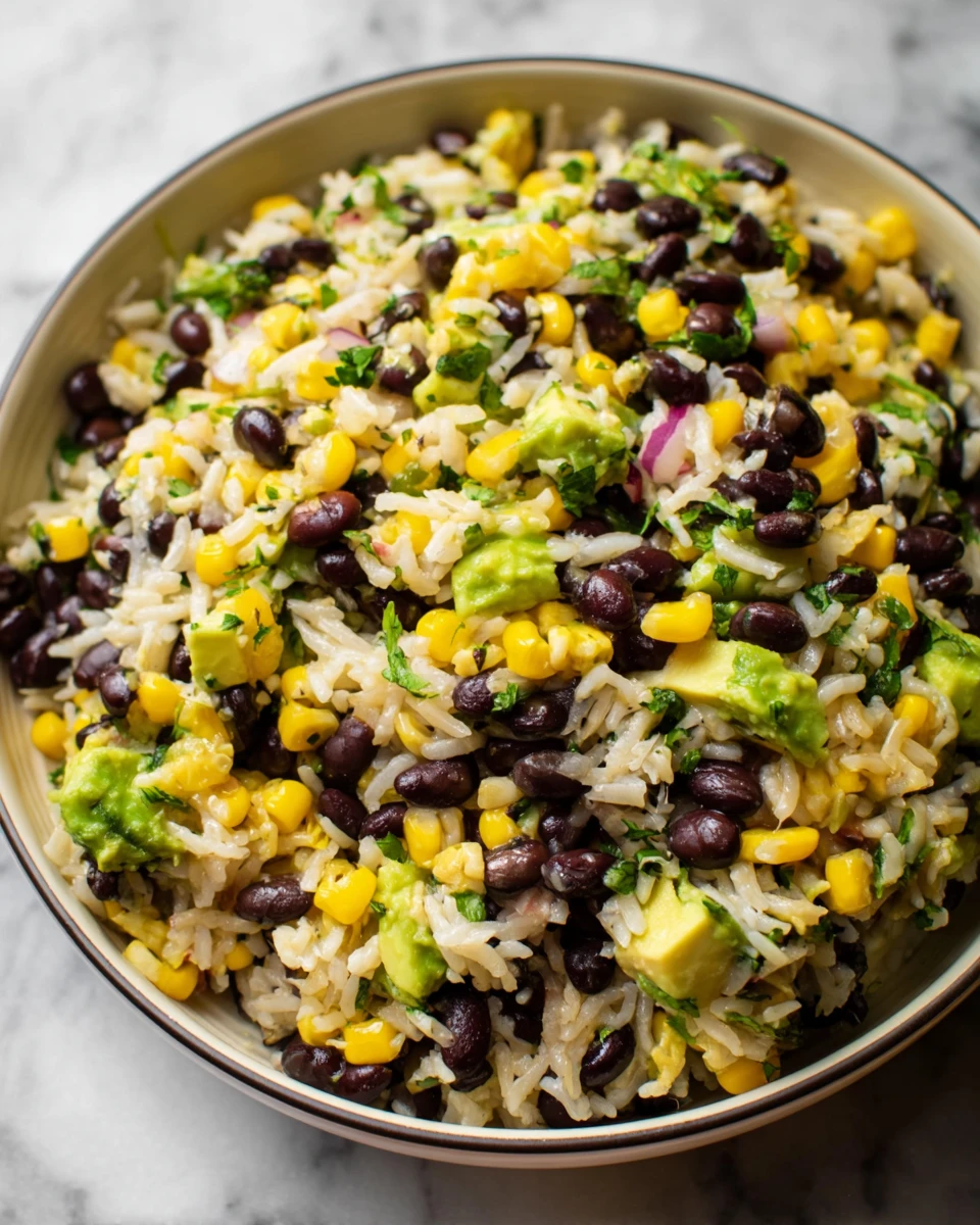Black Bean Corn Avocado Salad with Rice