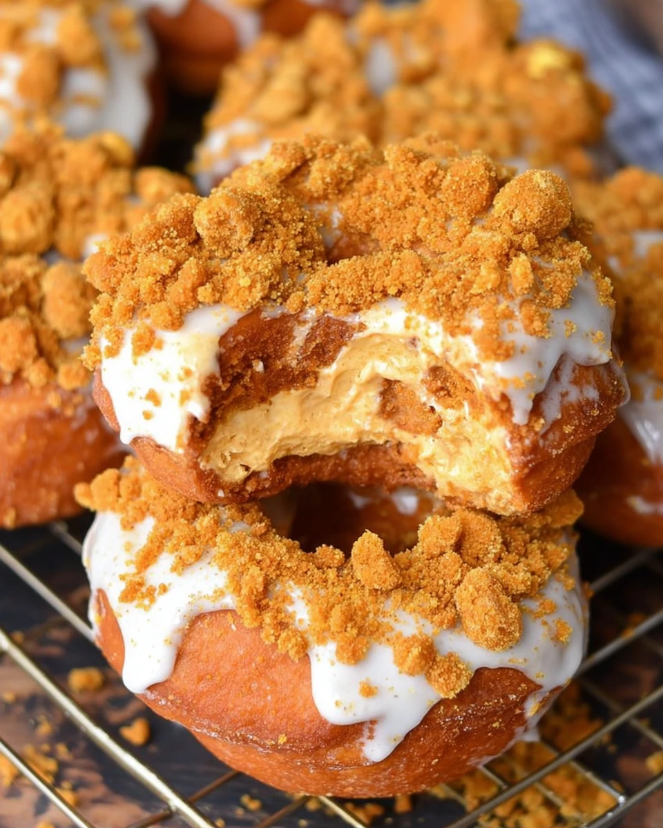 Cheesecake Pumpkin Doughnuts with Gingersnap Crumb