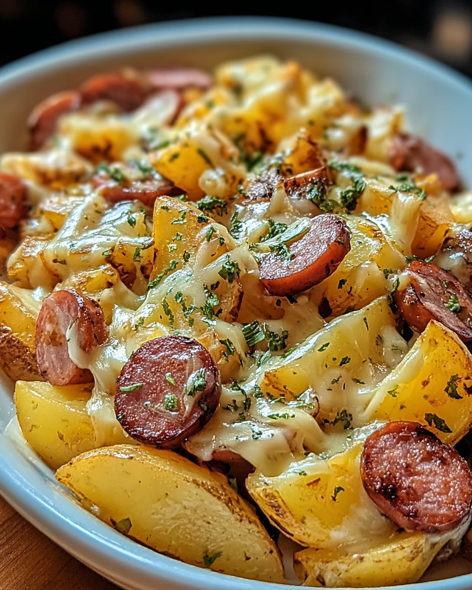Cheesy Ranch Potatoes and Smoked Sausage