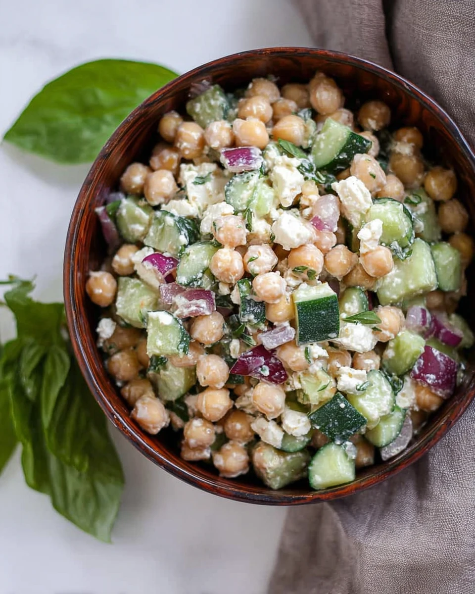 Chickpea Feta Cucumber Salad