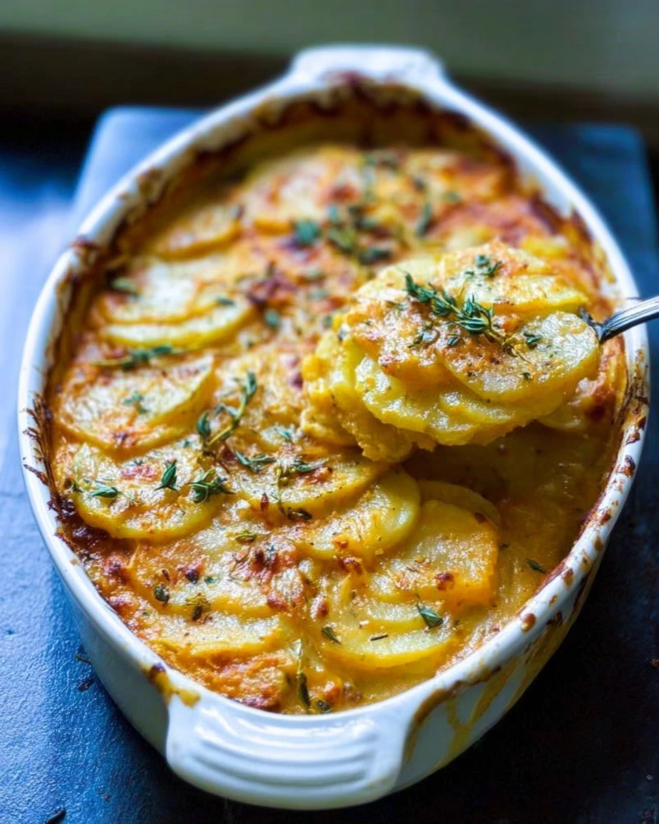Creamy Pumpkin and Cheddar Scalloped Potatoes