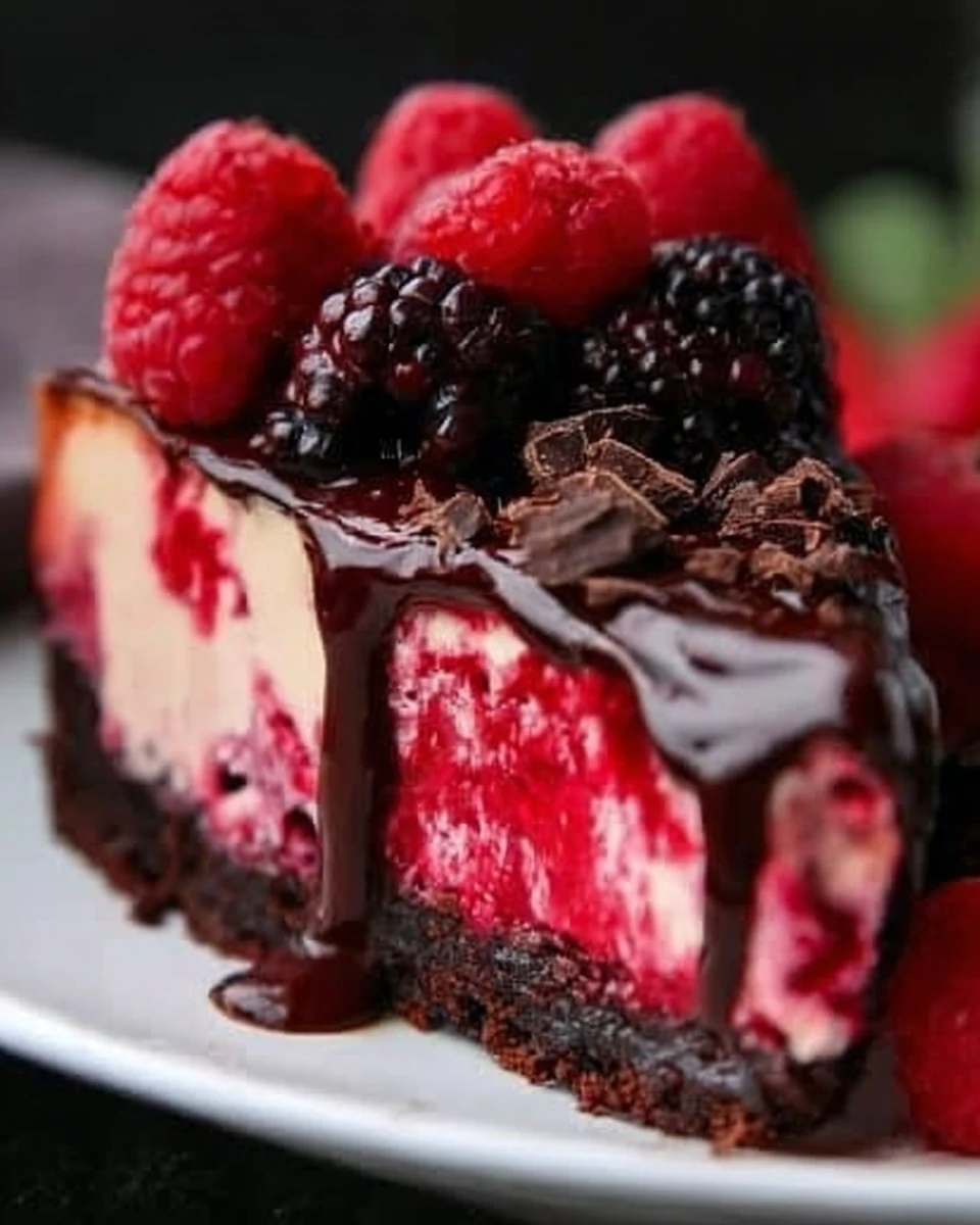 Dark Chocolate Raspberry Cheesecake